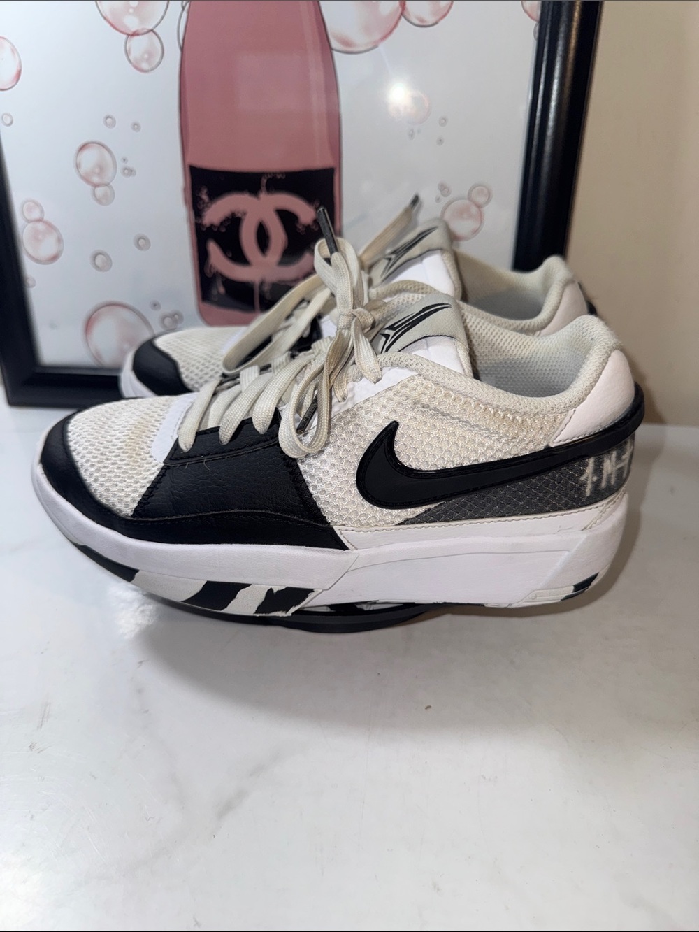 Nike Ja 1 ‘Scratch 2.0’ Kids White and Black Low-Top Sneakers - Size 4Y